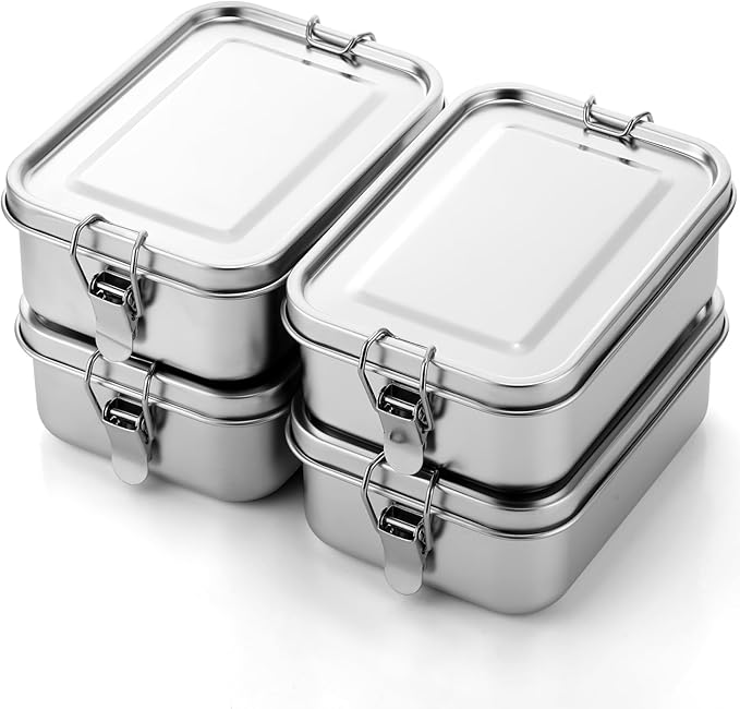 Umigy Stainless Steel Food Containers, 5 Sizes, Divided, 5 Pcs