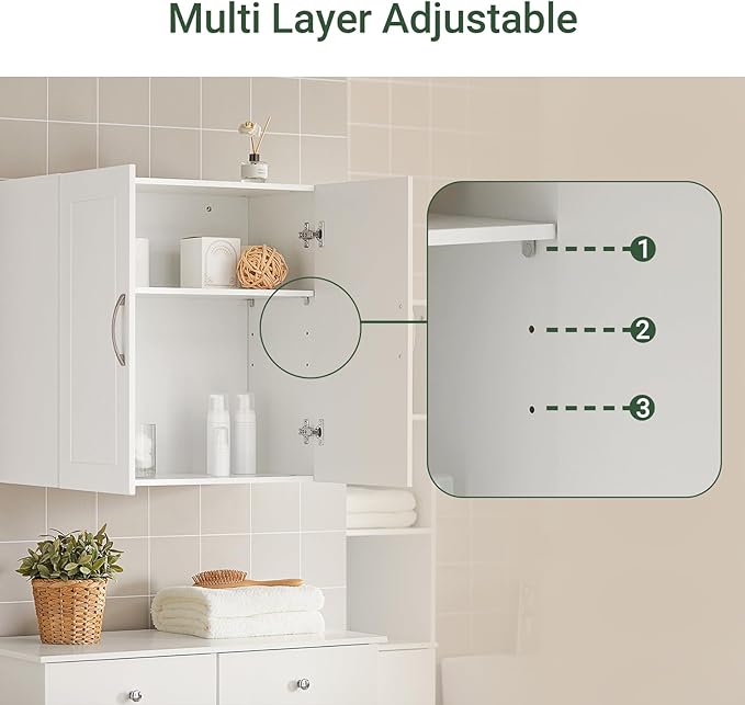 Haotian Wall Cabinet Laundry Room, Medicine Cabinet for Bathroom Kitchen Garage, Wall Storage Cabinet with Adjustable Shelf, White FRG231-W