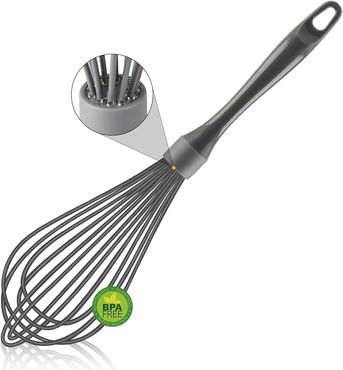 OYV Dishwasher Safe Silicone Whisk, 12-Inch, Non-Scratch, Pink