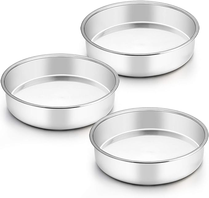 TeamFar 6 Inch Cake Pan, Stainless Steel Round Smash Cake Pan Baking Pans