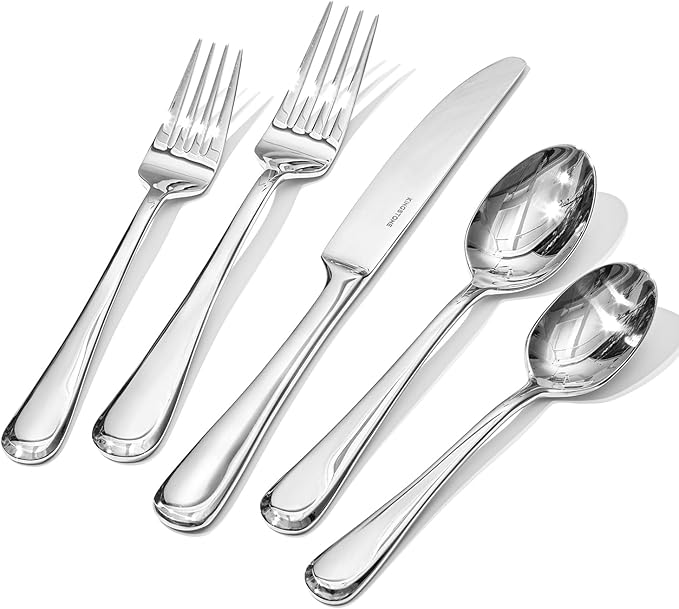 Silverware Set for 8,45 Piece Stainless Steel Flatware with Serving Utensil