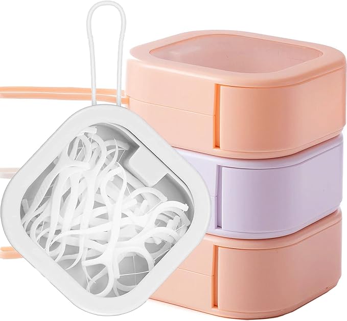 4pcs Hair Tie Organizer,Portable Travel Qtip Holder,Bathroom Storage Organizer Qtip Dispenser Cotton Swabs Dispenser Kids Hair Accessory Box with Lid for Bathroom,Desktop Organizer(4 Pcs Pink&White)