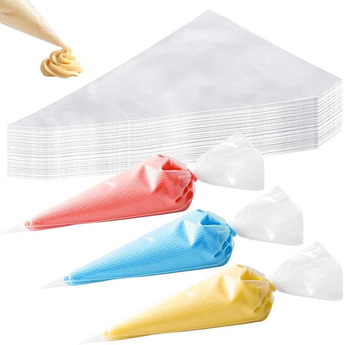 DLOnline 200 Pcs Disposable Cream Pastry Bag Cake Icing Piping Decorating Tool Cupcake Decorating Piping Icing Bag (Red)