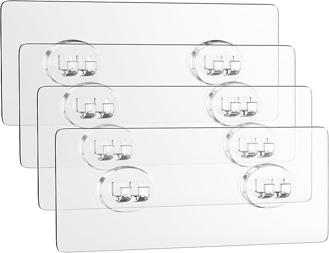 MAXIFFE 4 PCS Shower Caddy Adhesive Replacement, Shower Organizer Transparent Adhesive Strip, No Drilling Sticker Strip for Shower Caddy Organizer Shelves