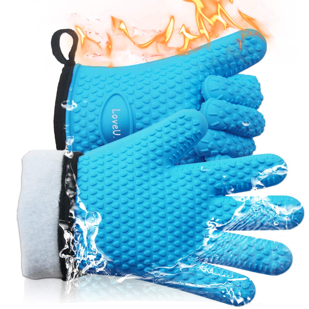 Silicone Oven Mitts Gloves - Heat Resistant, Non-Slip for BBQ, Grilling