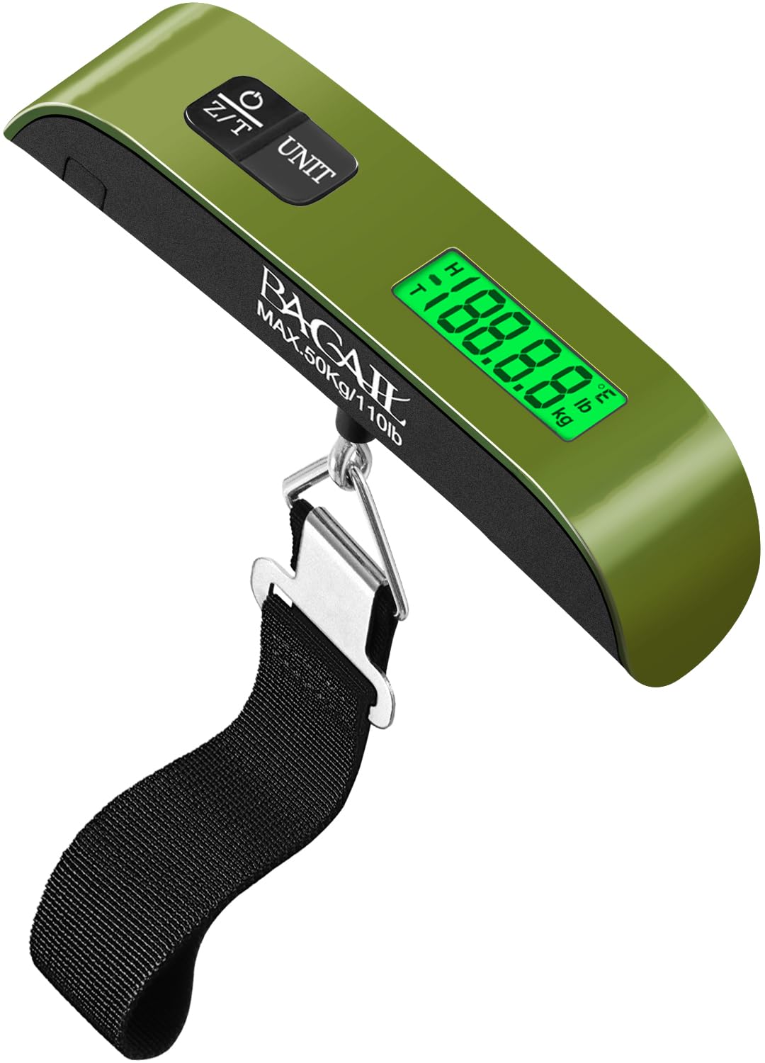BAGAIL Digital Luggage Scale, 110lbs Hanging Baggage Scale with Backlit LCD Display,Portable Suitcase Weighing Scale,Travel Luggage Weight Scale with Hook,Strong Straps for Travelers(Black)