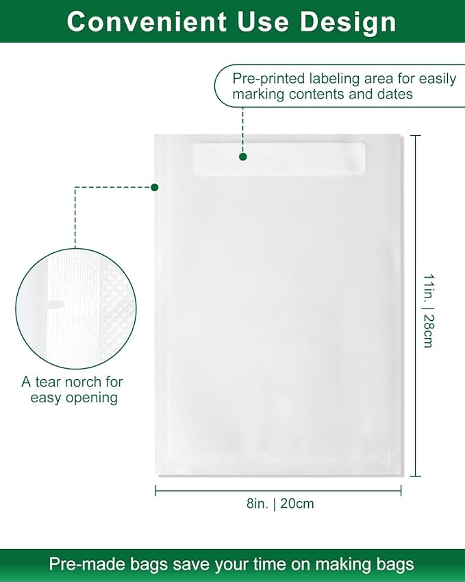 UTILIMATES Quart Vacuum Sealer Bags for Food, 8x11 Inch with Label Area