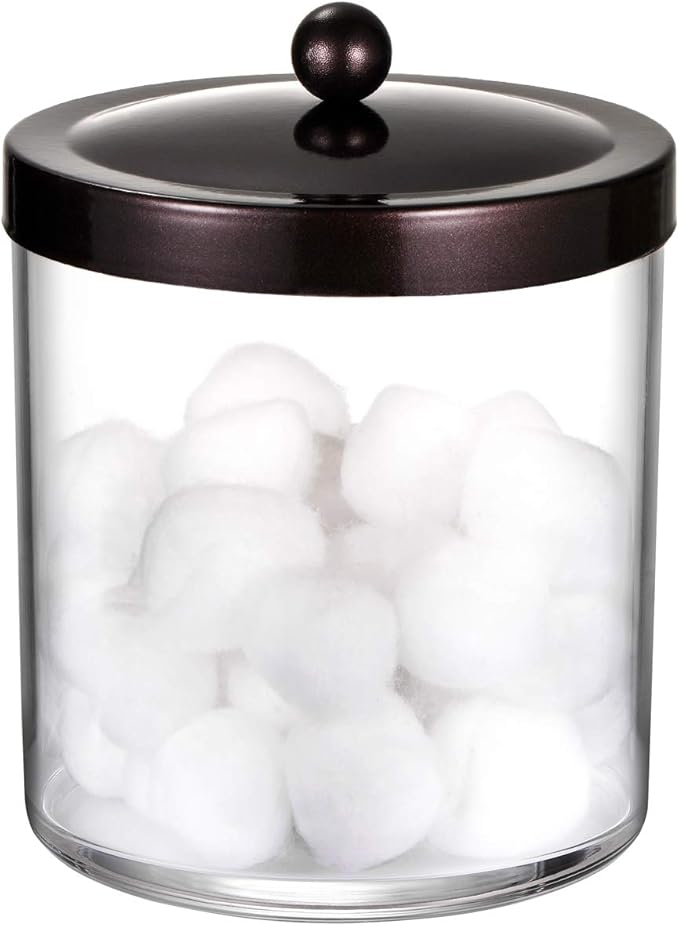 SheeChung 50oz Large Apothecary Jar with Bronze Rust-Proof Lid - Shatterproof Plastic Laundry Pods Container - Rustic Farmhouse Decor Storage Jar for Bathroom Vanity, Kitchen, & Scent Bead