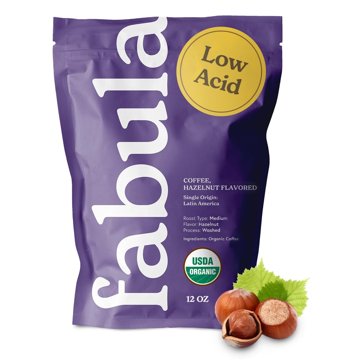 Fabula Buttery Caramel Flavored Organic Coffee Freshly Ground - Organic - Low Acid - Single Origin - Non-GMO - Mold Free - 12 Ounces