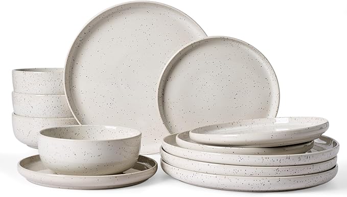 Famiware Meteor 12-Piece Stoneware Dinnerware Set, Matcha Green