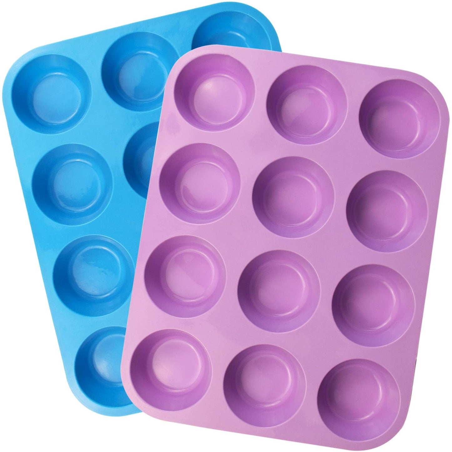 LERIYUFS 12 Cups Silicone Mini Muffin Pan Set, Nonstick Mini Cupcake Pans, BPA Free Small Muffin Tin for Baking, Set of 2 (Red+Red)