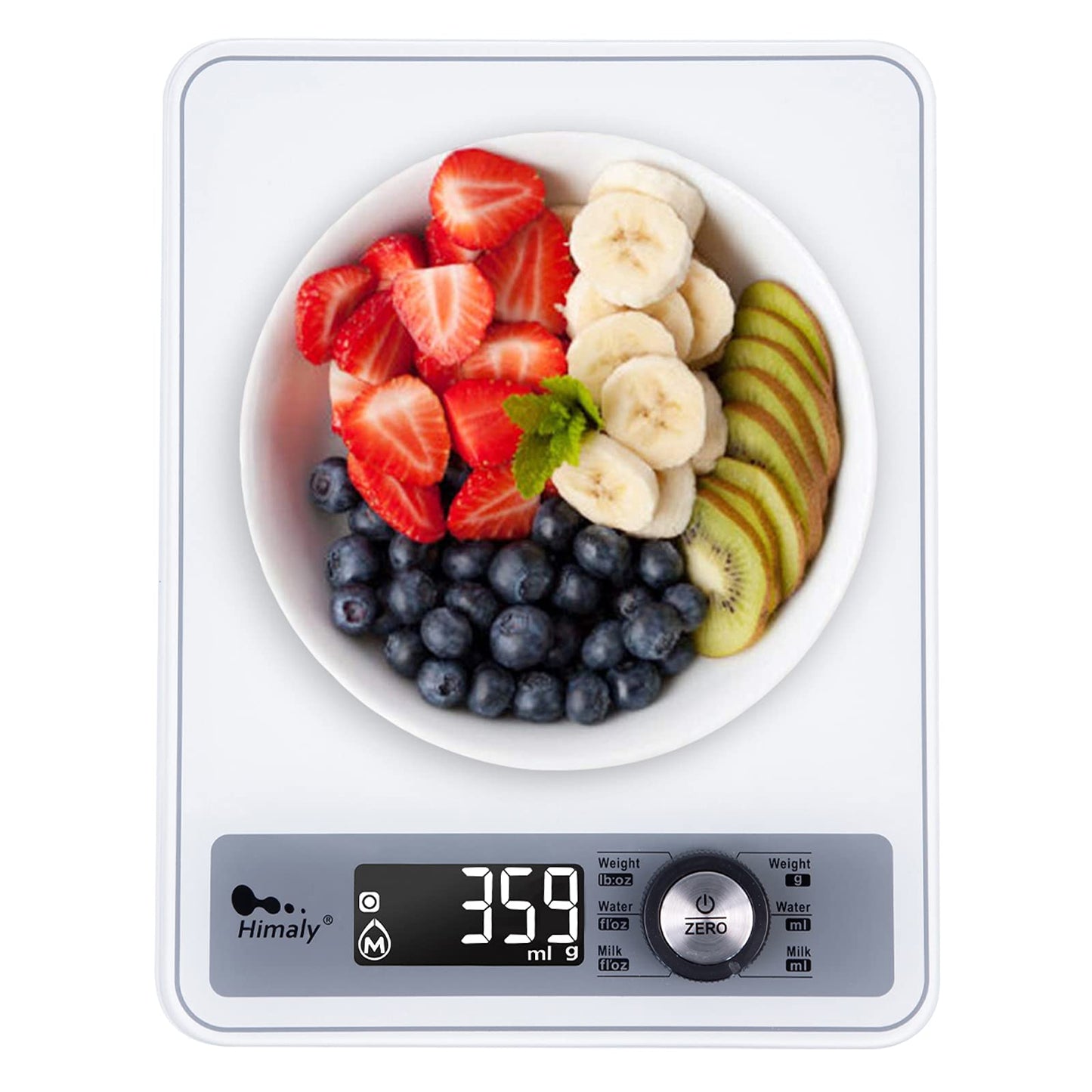 Digital Food Scale, Kitchen Scale for Cooking, Baking, and Weight Loss, 1g/0.03oz Precise Graduation, Tempered Glass （White）