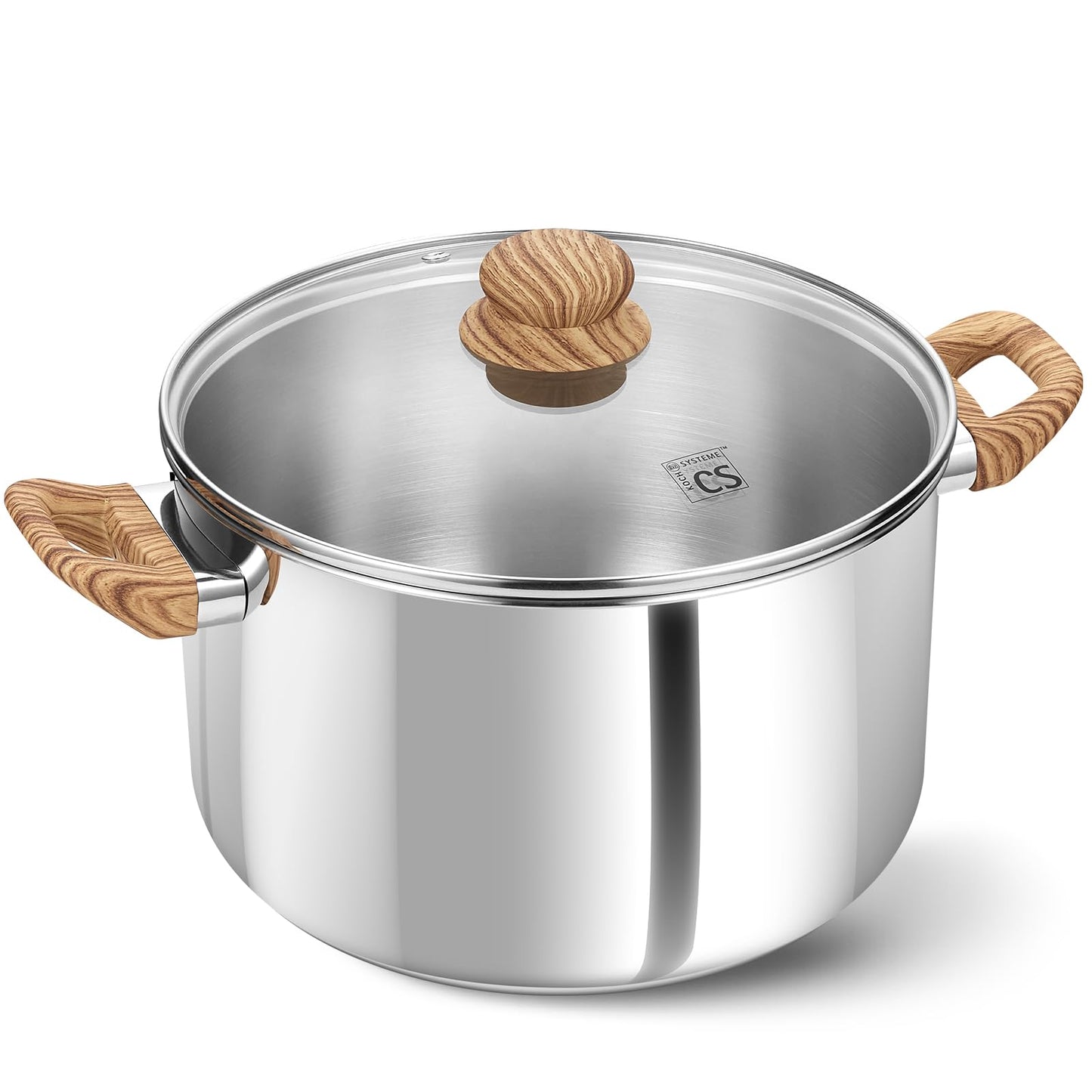 KOCH SYSTEME CS Stainless Steel Pot - 6 Quart Induction Stainless Steel Stock Pot with Lid for Pasta, Soup, Spaghetti, Steel Soup pots with Heat-Resistant Bakelite Double Handle, Dishwasher Safe