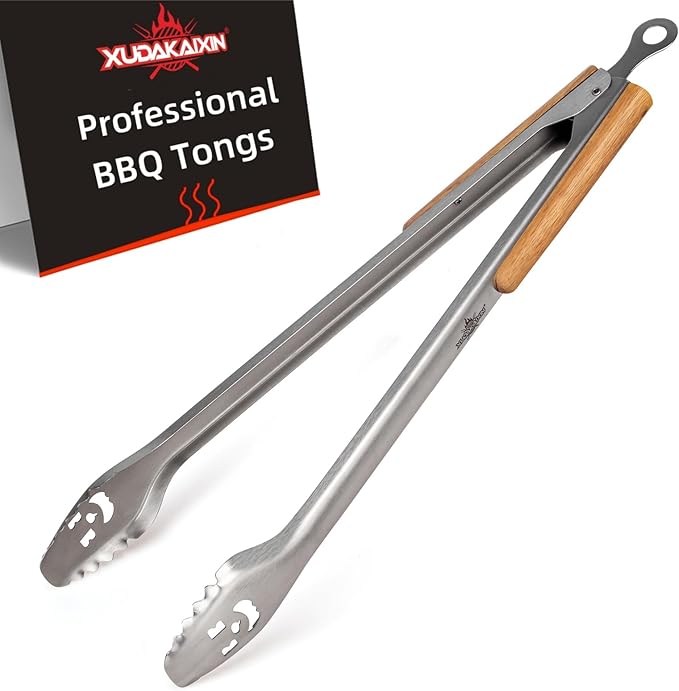 XUDAKAIXIN Fire Pit Tongs 32-inch Super Long for Loading Wood,BBQ with Extended Luxurious Acacia Handle for Fire Pits, Fire Rings,Campfires, and Fireplaces, Outdoor or Indoor