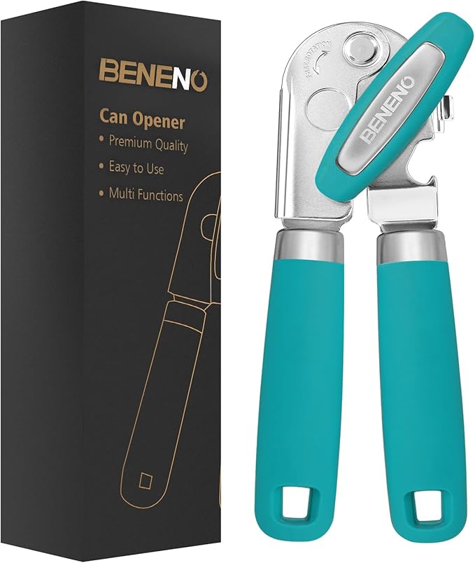 Beneno Heavy Duty Hand Can Opener Manual with Magnet Lid Remover, Green