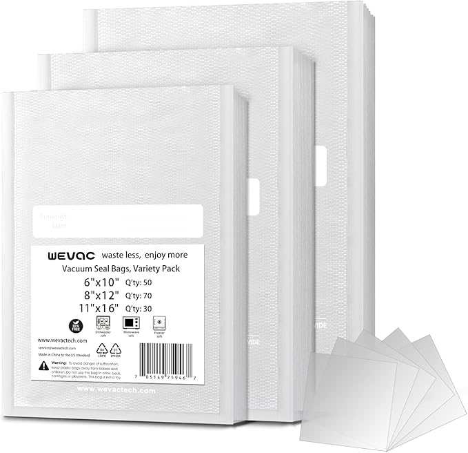 Wevac Vacuum Sealer Bags 11x16" 100 Gallon for Food Saver Vacuum Machine