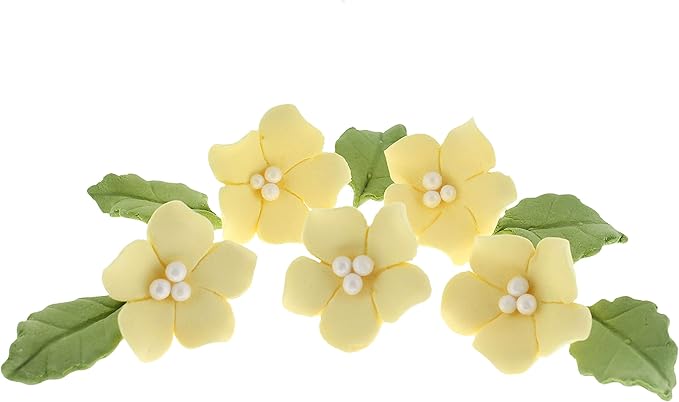 Global Sugar Art 24-Count Mini Peach Edible Flowers Cake Decorations