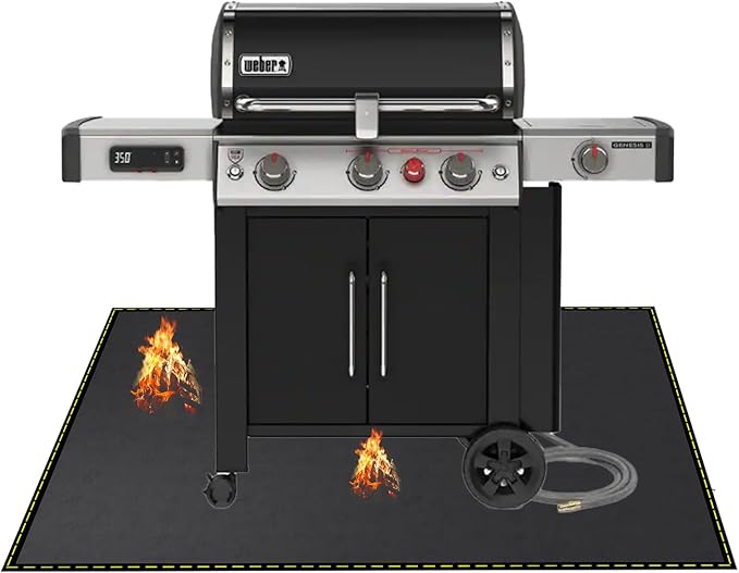 VCHOMY 40x60 Inch Under Grill Mat for Outdoor Grill Deck Patio Protector Extra Large Silicone Fireproof Waterproof Oil-Proof Fire Pit Matt BBQ Barbecue Pad
