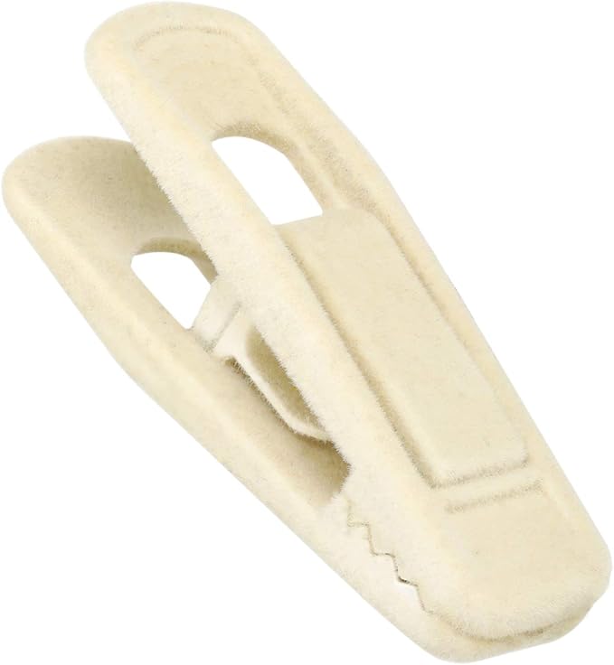 Tinfol Beige Velvet Hanger Clips 50Pack, Pants Velvet Clips, Large Opening Clip Clothes Pin, Strong Finger Flocked Clip Perfect for Slim-line Clothes Hangers
