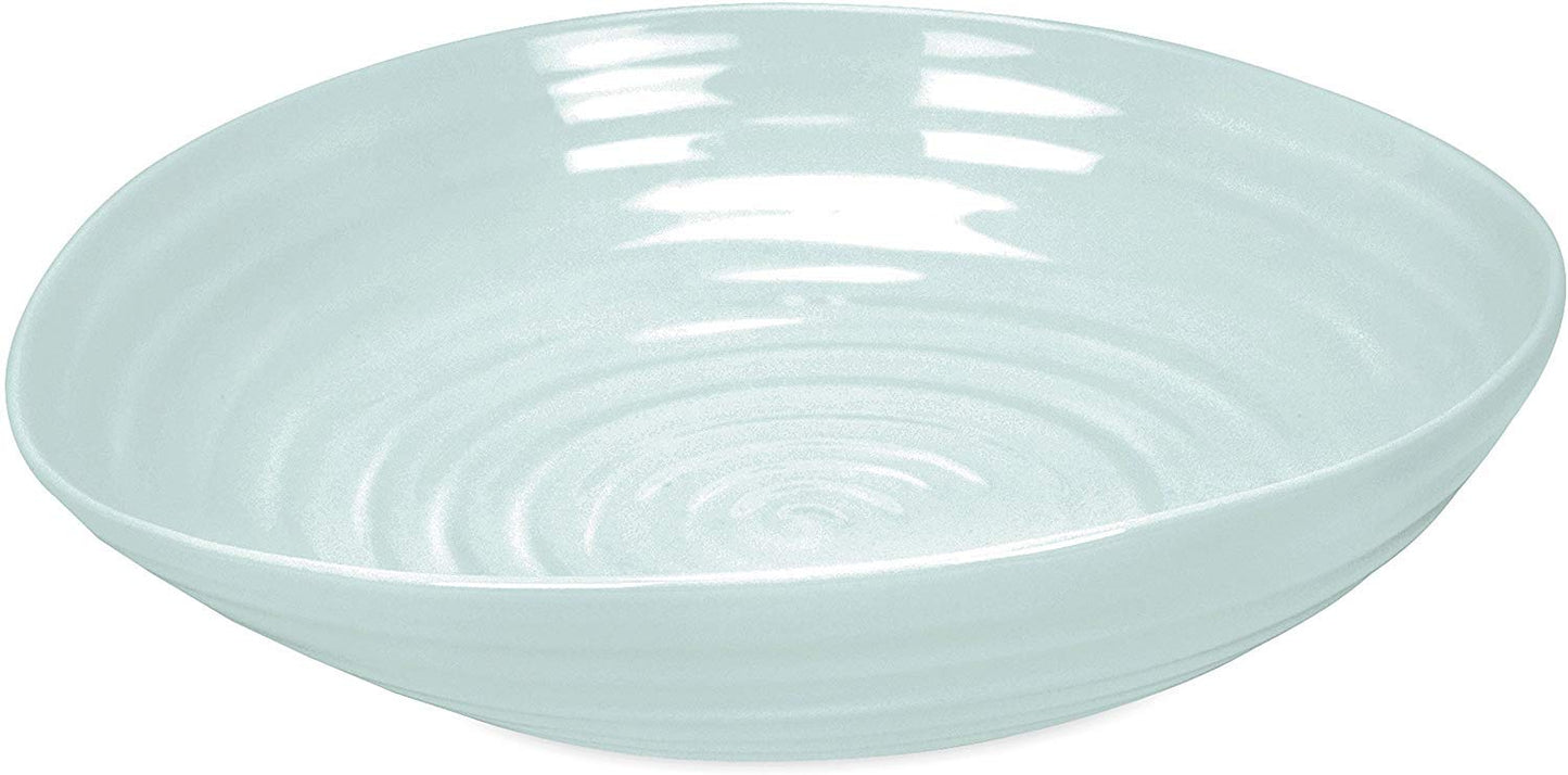 Portmeirion Sophie Conran Celadon Pasta Bowls - Set of 4, 9 Inch Fine Porcelain Ripple Design Dinnerware for Pasta, Salad & Soup - Microwave, Dishwasher, Freezer & Oven Safe