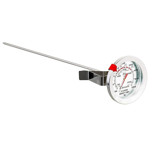 Escali Deep Fry Stainless Steel Paddle Candy Thermometer, Heat Resistant Handle, and Hand-Free Clip, Temperature Indications