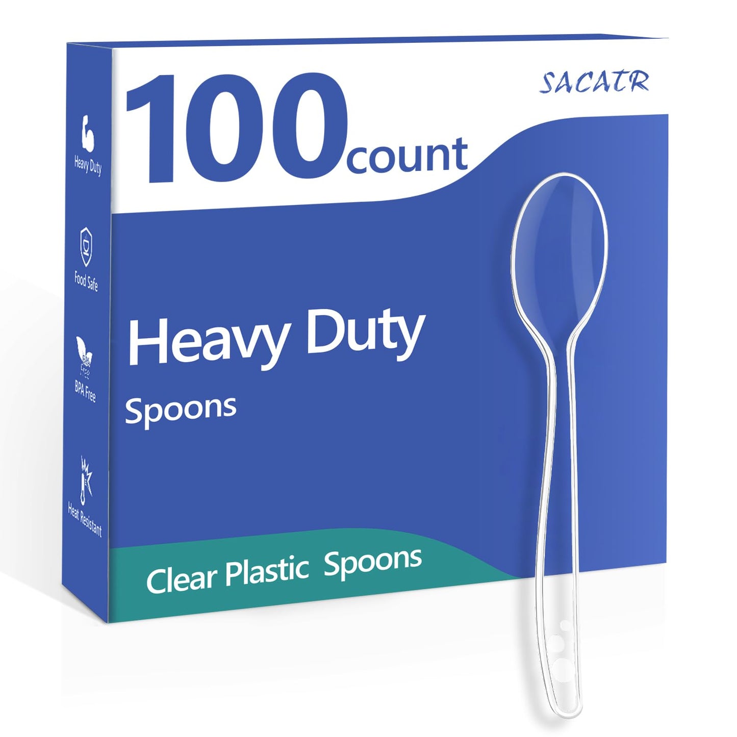 SACATR 3000 Count Clear Plastic Spoons Heavy Duty