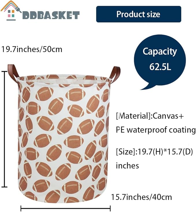Kids Laundry Hamper Footballs Hamper for Nursery Boy Clothes Hamper Cute Kids Toys Storage Bin Organizer Football Room Decor for Home(Football)
