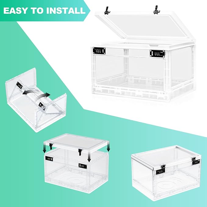 Large Medicine Lock Box with Dual 3-Digit Combination Locks, 24L Lockable Storage Box for Medication, Snacks, Phone, and Electronics - BPA-Free Organizer Bin for Home, Office, Fridge, and Safety