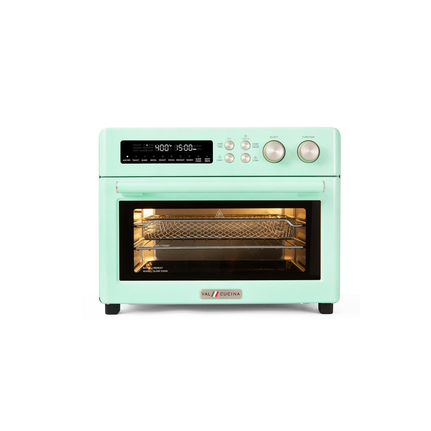 VAL CUCINA 26.3 QT Limited Edition Happy Pink Infrared Heating Air Fryer Toaster Oven, Large Countertop Convection Oven 10-in-1 Combo, 6-Slice Toast, Enamel Baking Pan Easy Clean with Recipe Book