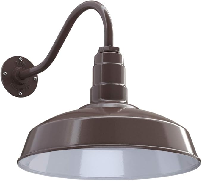 11" Straight Arm Barn Light Outdoor | Farmhouse | Modern Gray/Brass