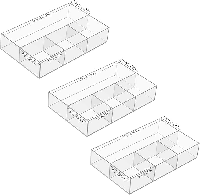 JessLab Acrylic Makeup Organizers, 3-Pack Bathroom Organizer for Drawer, Cosmetic Display Cases for Vanity, Countertop, Desk, Kitchen, and Cabinet Storage