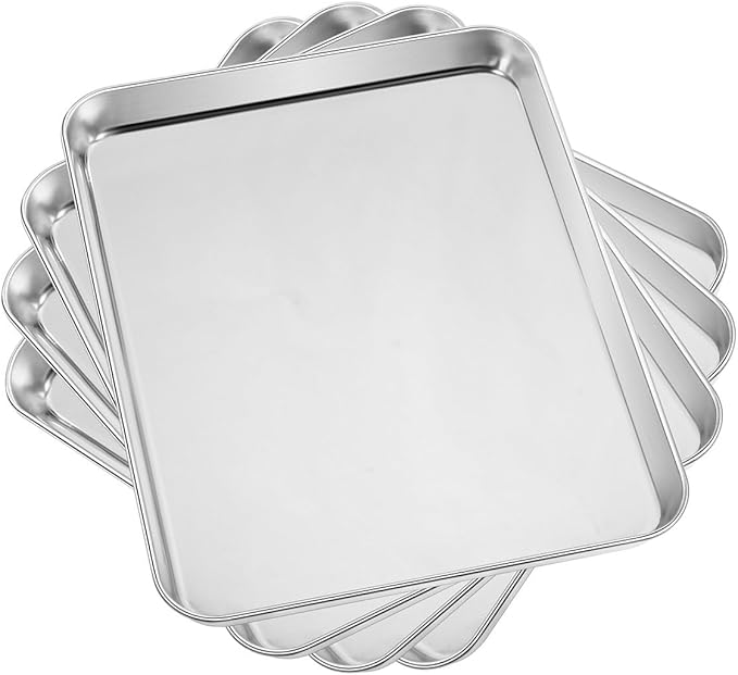 Baking Sheet Set of 4, Stainless Steel Cookie Sheet Pan for Baking Roasting