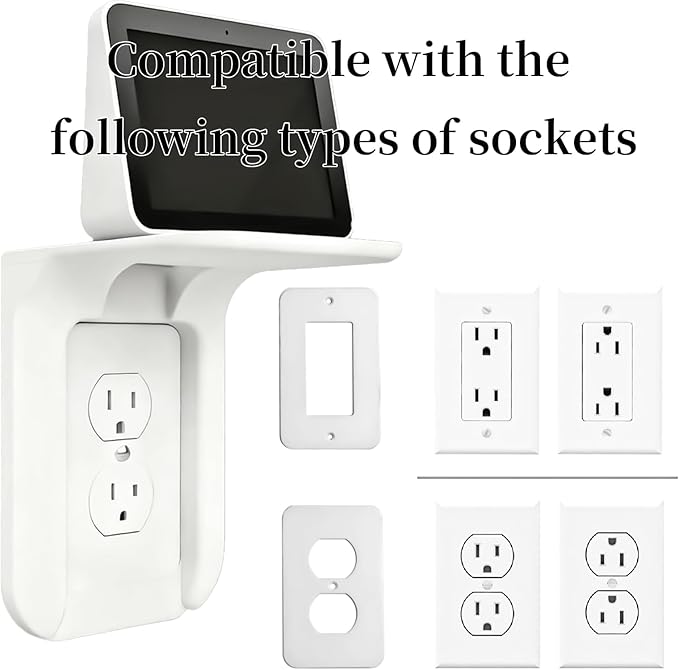 Outlet Shelf, Bathroom Wall Holder with Built-in Cable Management, Wall Organizer for Smart Home Decor Space Saving Electric Toothbrush Use as Echo Holder (2 Pack)