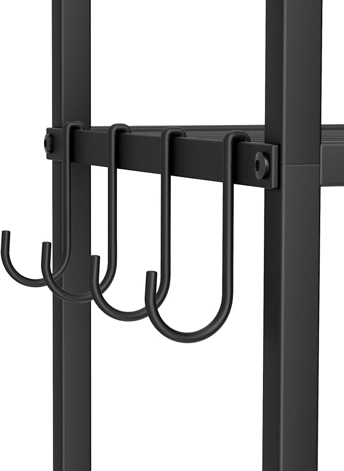 3-Tier Over The Toilet Storage, Bathroom Organizer, Space-Saving, Above Toilet Storage Rack with 4 Hooks and Paper Holder, Metal Shelf, Black