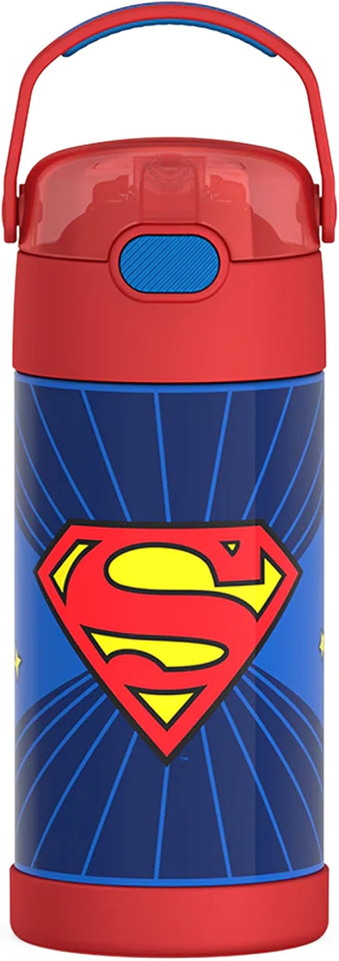 THERMOS FUNTAINER Water Bottle with Straw - 12 Ounce - Kids Stainless Steel Vacuum Insulated Water Bottle with Lid, Superman