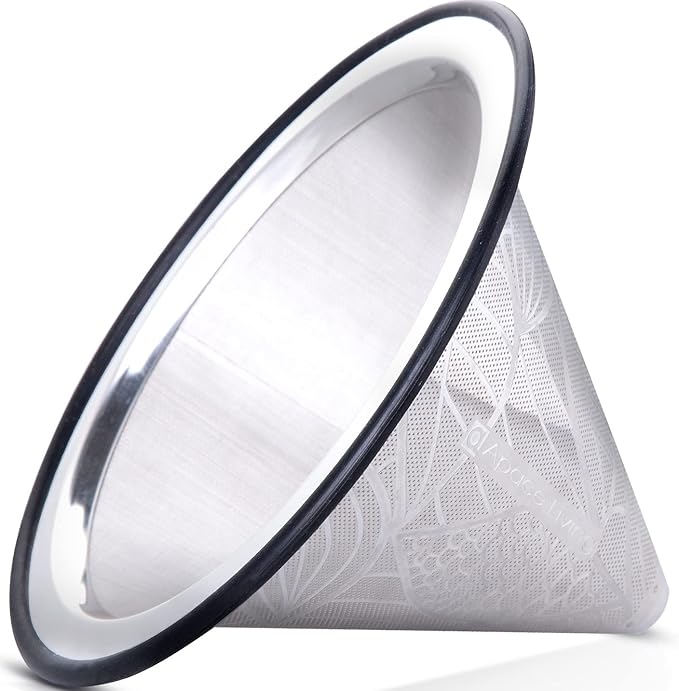 Compatible with Chemex, Hario V60 Pour Over Coffee Filter - Wide Metal Base Reusable Stainless Steel Coffee Dripper - Paperless Coffee Filter for Sustainable Brewing