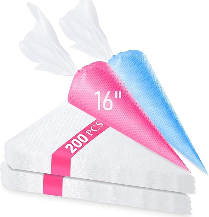 Tamodan Piping Bags 100PCS & 16 Inches Tipless Piping Bags, Extra Thick Pastry Bags Disposable, Non-Slip Icing Piping Bags Disposable Design, Cake Decoration.