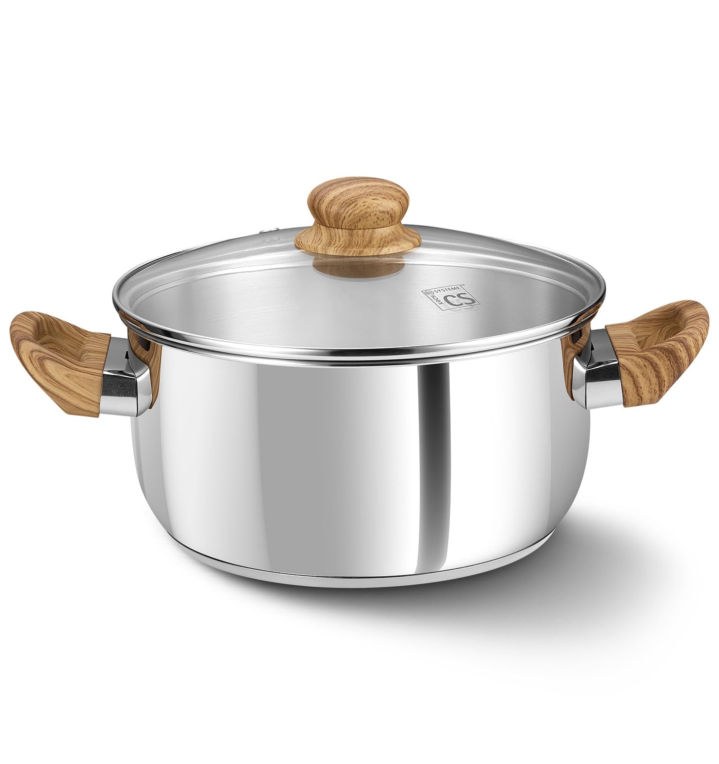 KOCH SYSTEME CS Stainless Steel Pot - 6 Quart Induction Stainless Steel Stock Pot with Lid for Pasta, Soup, Spaghetti, Steel Soup pots with Heat-Resistant Bakelite Double Handle, Dishwasher Safe
