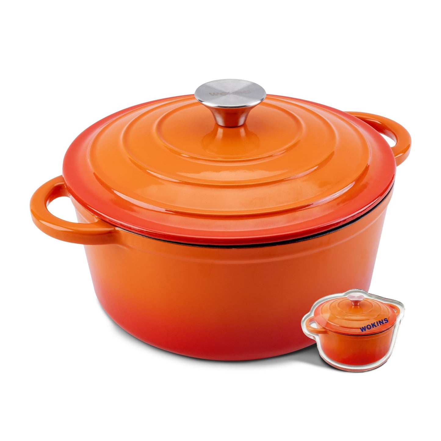 WOKINS 7-QT Enameled Cast Iron Round Dutch Oven With Lid,Oven safe,Cream