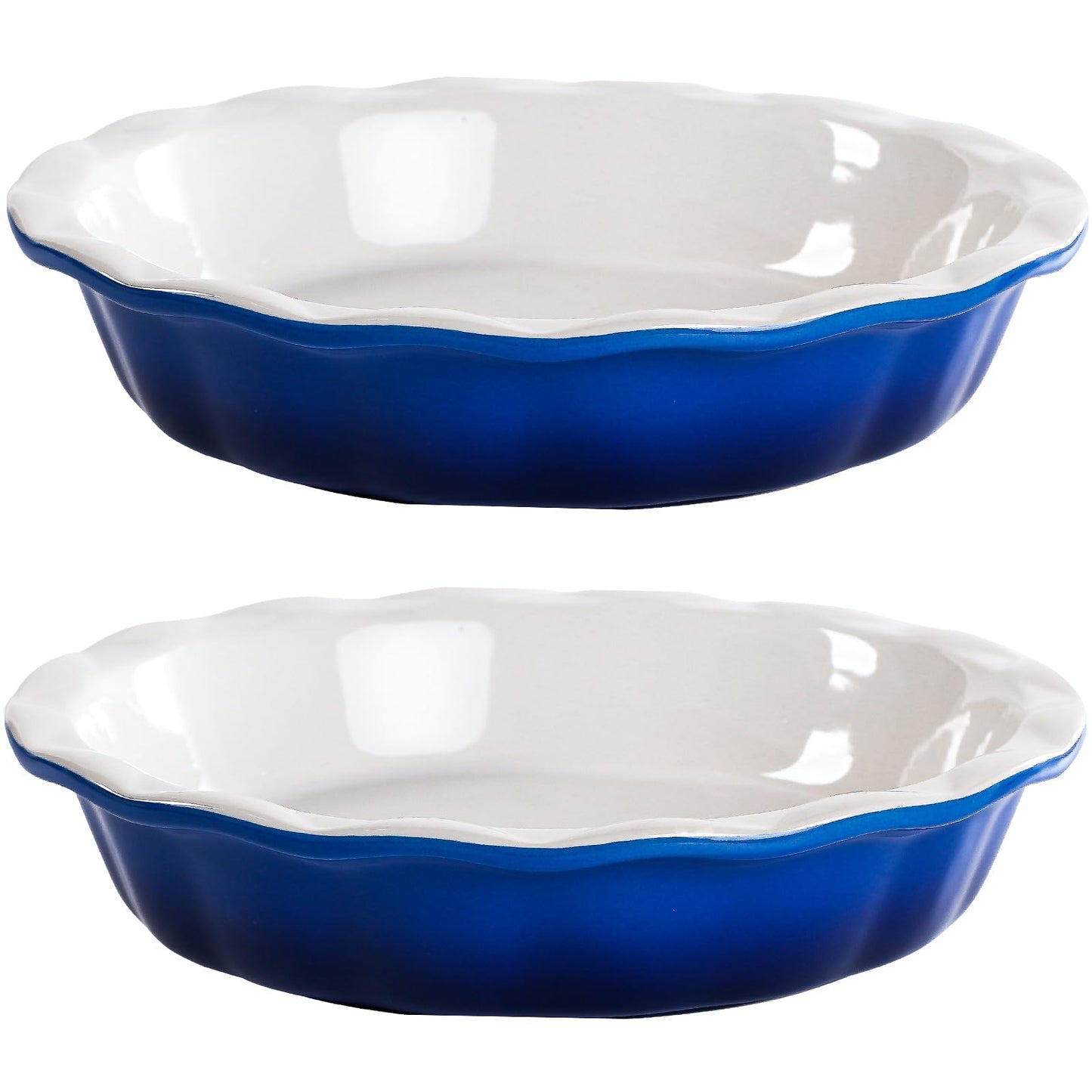 Lareina Deep Dish Pie Pan for Baking, 9 Inch Ceramic Fluted Pie Dish for Apple, Quiche, Pecan, Pot Pies, 53 Ounce Round Pie Plate, Set of 2, Red