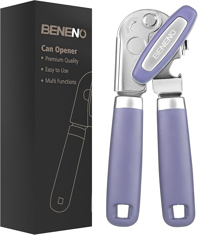 Beneno Heavy Duty Hand Can Opener Manual with Magnet Lid Remover, Green