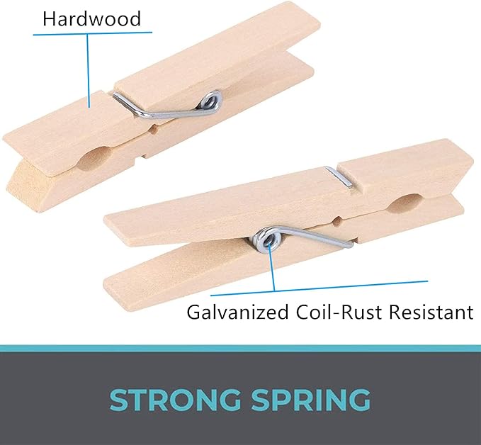 100pcs Clothes Pins Wooden Clothespins 3inch Heavy Duty Wood Clips for Hanging Clothes Pictures Outdoor