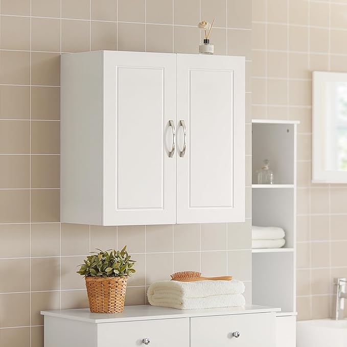 Haotian Wall Cabinet Laundry Room, Medicine Cabinet for Bathroom Kitchen Garage, Wall Storage Cabinet with Adjustable Shelf, White FRG231-W