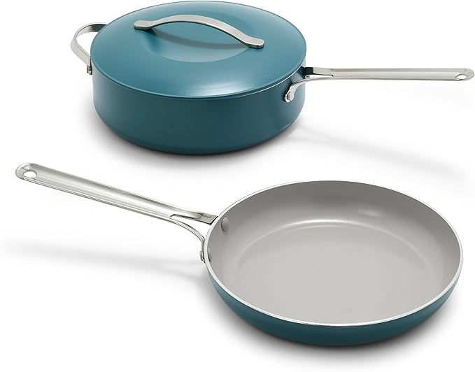 GreenPan Nova 10” Frying Pan Skillet and 4.37QT Sauté Pan with Lid, Oprah’s Favorite Things 2024, PFAS-Free Ceramic Nonstick, Induction Suitable, Sear, Fry, Broil, Dishwasher & Oven Safe, Clay