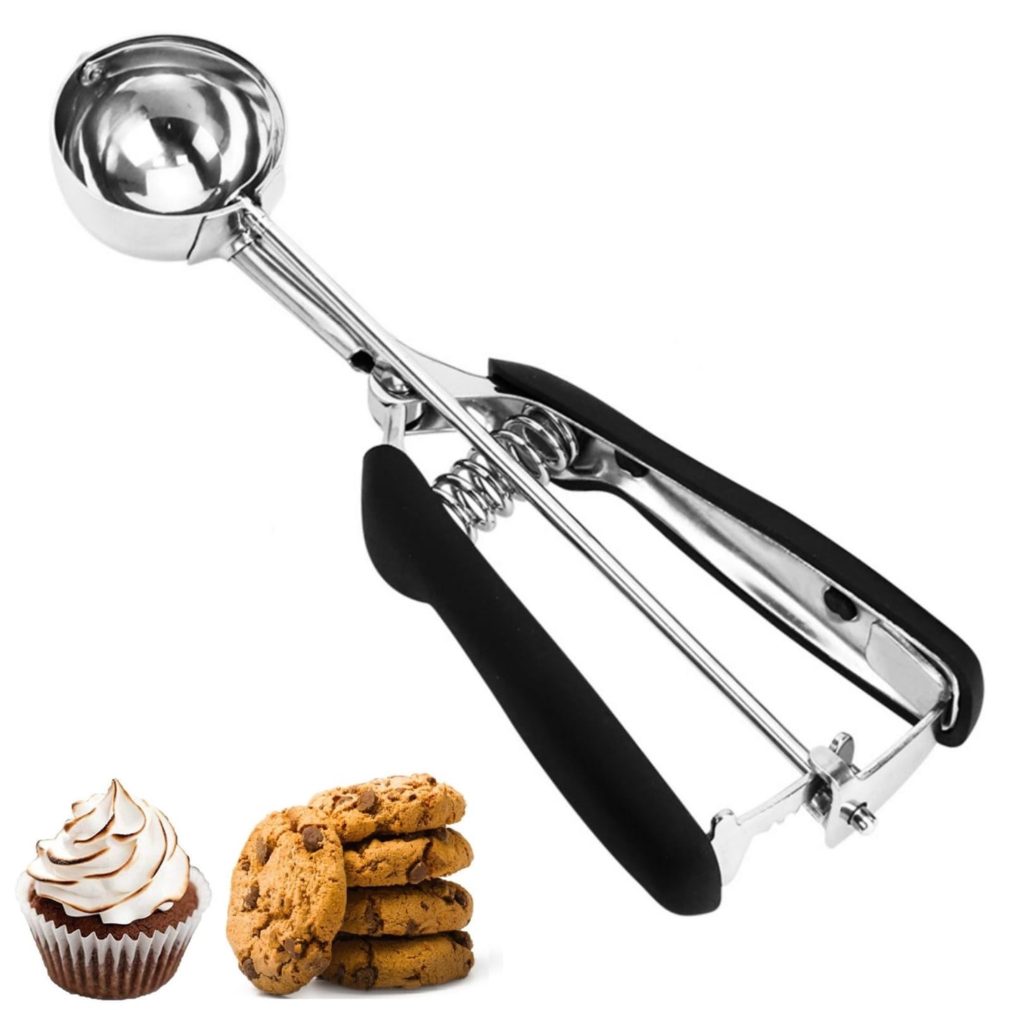 Cookie Scoop, Ice Cream Scoop, 1Tbsp/15 ml/0.5oz Cookie Scoops for Baking, 18/8 Stainless Steel Cookie Scooper for Baking, Cookie Dough Scoop with Non-slip Grip (Red)