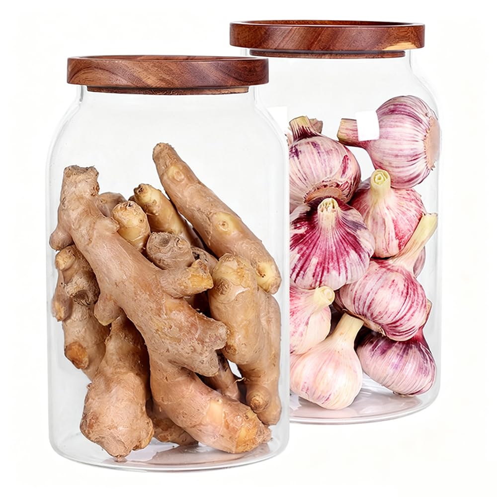 SAIOOL Egg Jar,kitchen canister， 1 Gallon Large Glass Food Storage Jars with Airtight Lid, Clear