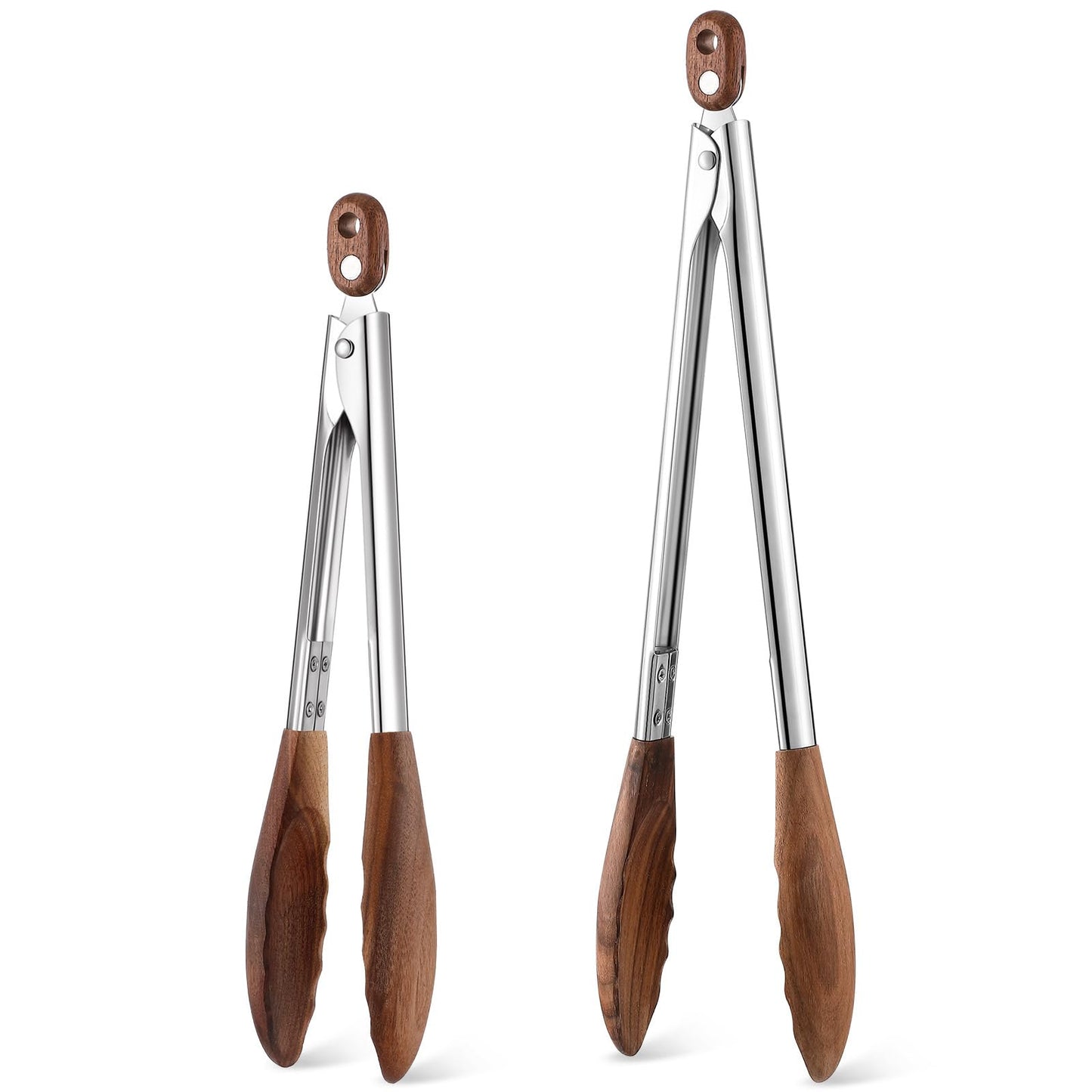 Baderke 2 Pcs Wooden Kitchen Tongs, 11.4 Inch, Olive Wooden