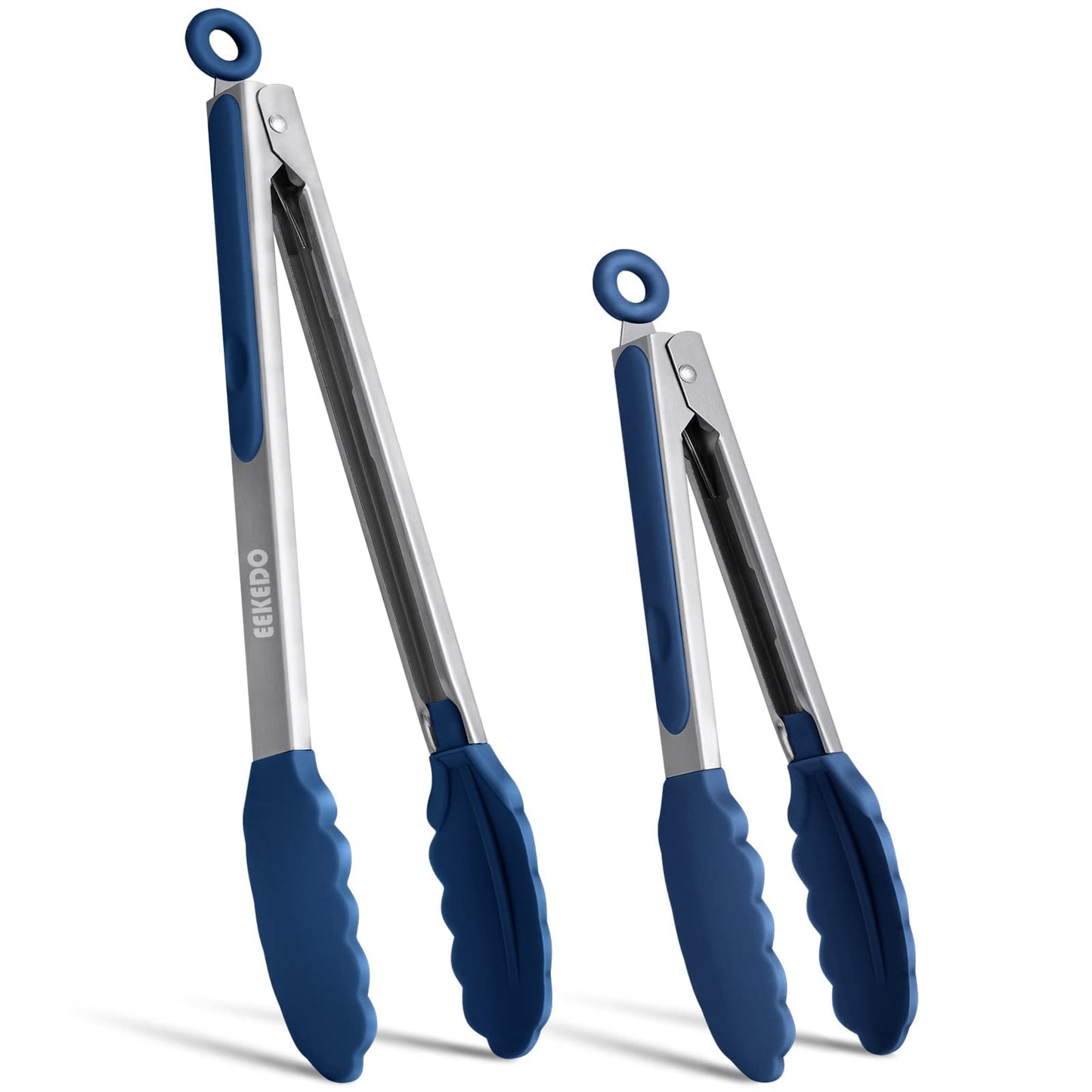 EEKEDO Tongs for Cooking, Stainless Steel Kitchen Tongs with Silicone Tips