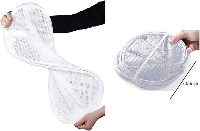 Larpur Pop Up Laundry Hampers, Portable Mesh Laundry Baskets, Collapsible Clothes Laundry Bin for Bedroom, Travel, Bathroom, College Dorm, White - 2 Pack