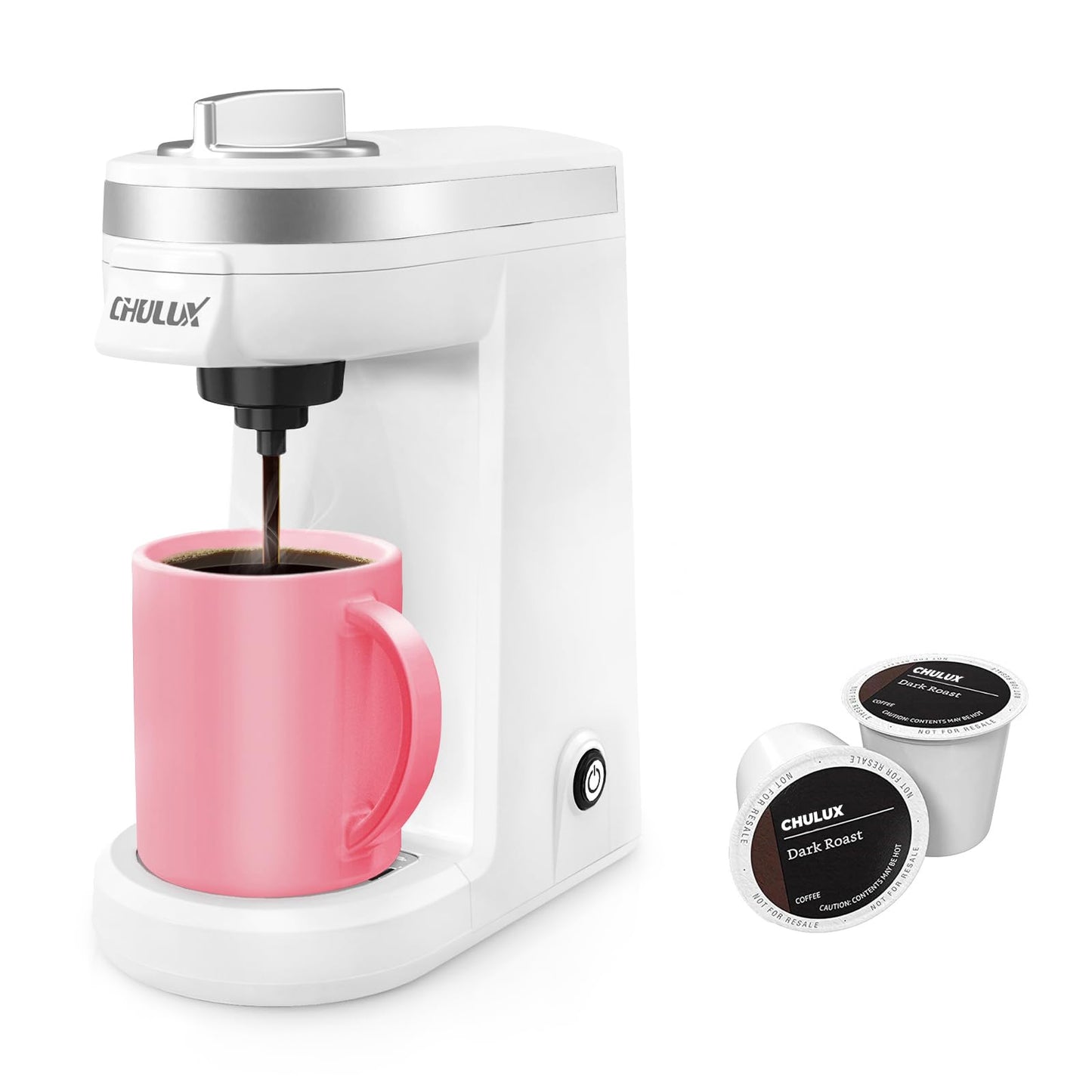 CHULUX Mini Single Serve Coffee Maker, Portable Pod Coffee Machine, White